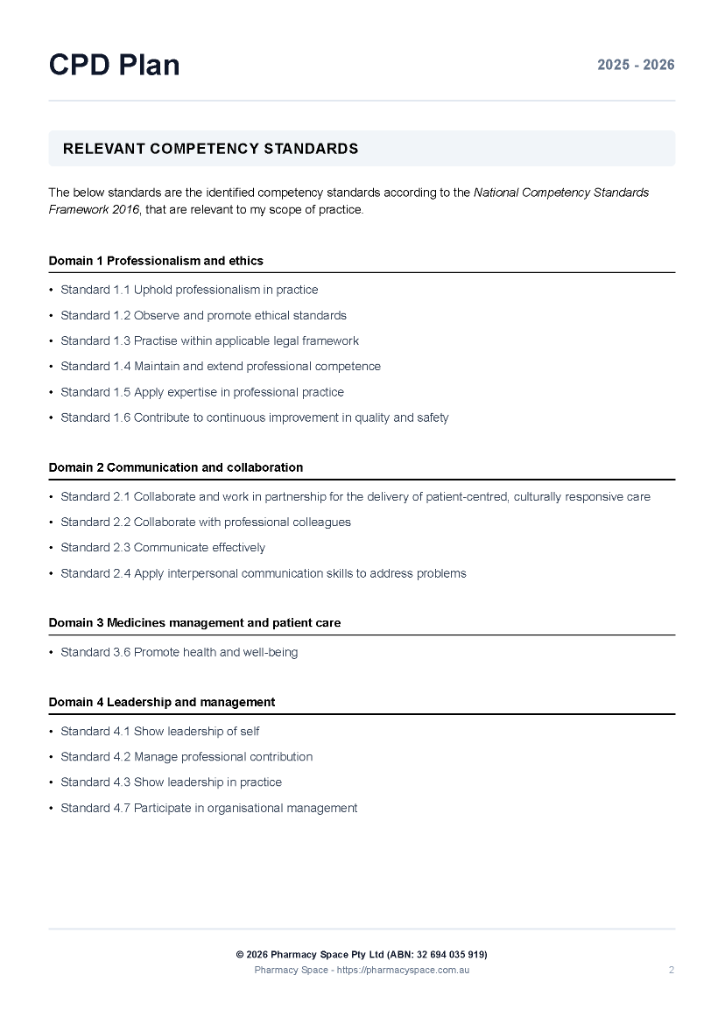 Competency Standards Preview